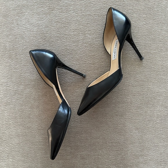 Jimmy Choo Addison 80 Leather d'Orsay Pumps - Picture 5 of 11